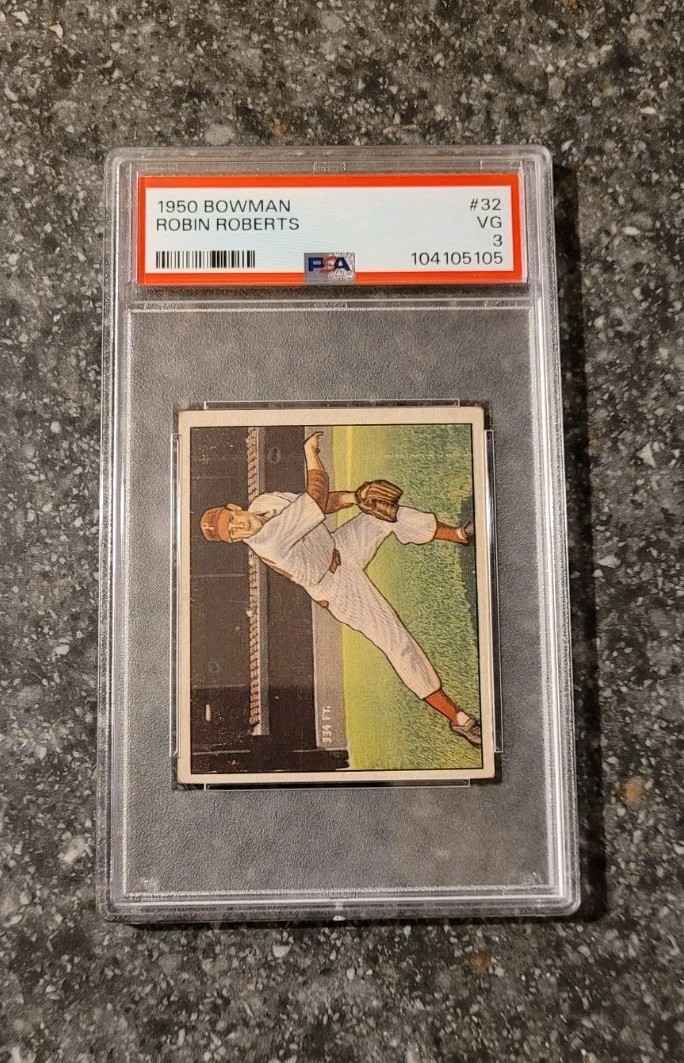 ROBIN ROBERTS/PHILLIES 1950 Bowman Baseball Card #32 - PSA 3 VG