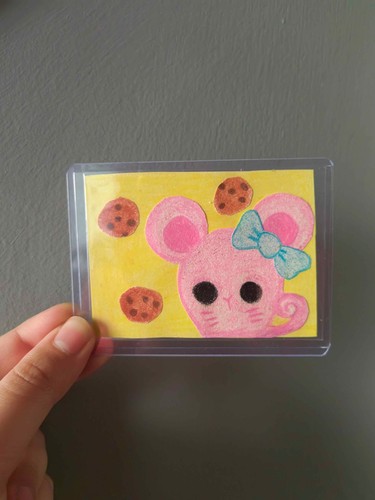ACEO Original Art Card lalaloopsy cute mouse cookie pink pet by shayshaywoow