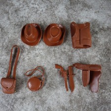 VTG 1960s Marx Johnny West Best of the West Hats Vest Bag Canteen Knife Gun Belt