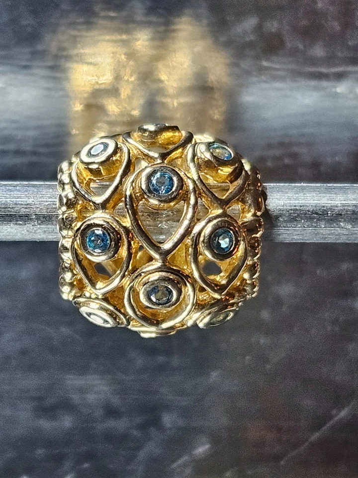 100% Authentic Retired Pandora Ocean Treasure 14K Blue Topaz Charm 750817TPP - Image 4 of 4