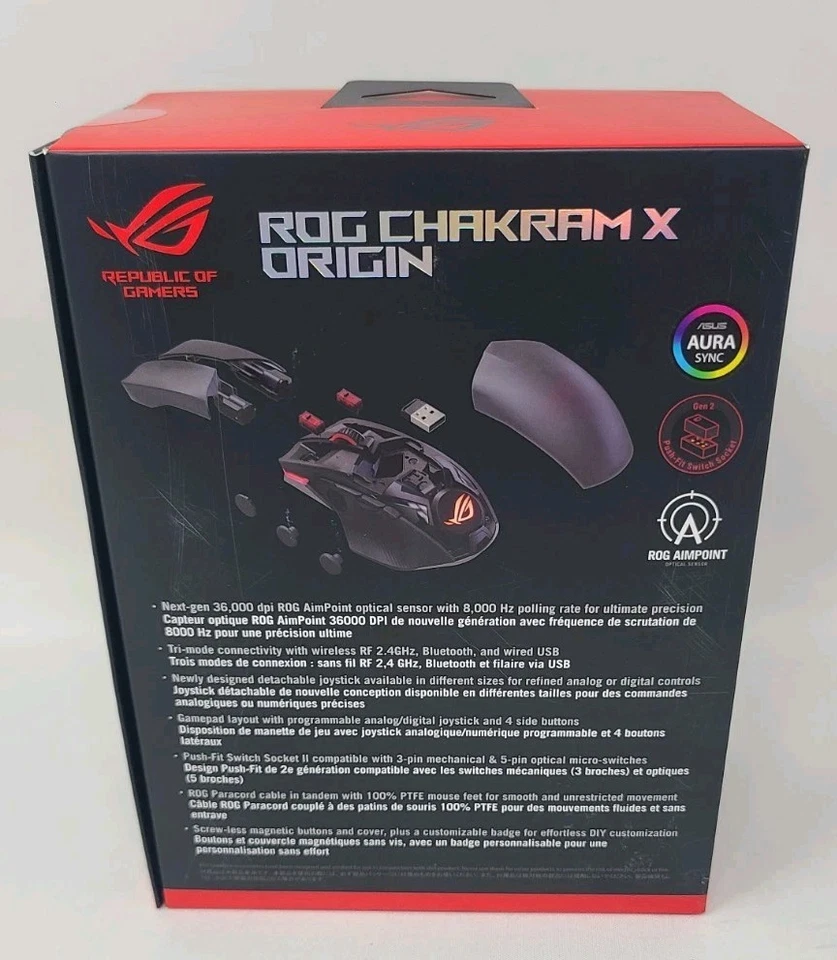 ASUS ROG Chakram X Origin Gaming Mouse, Tri-Mode connectivity. New-Sealed - Image 4 of 4