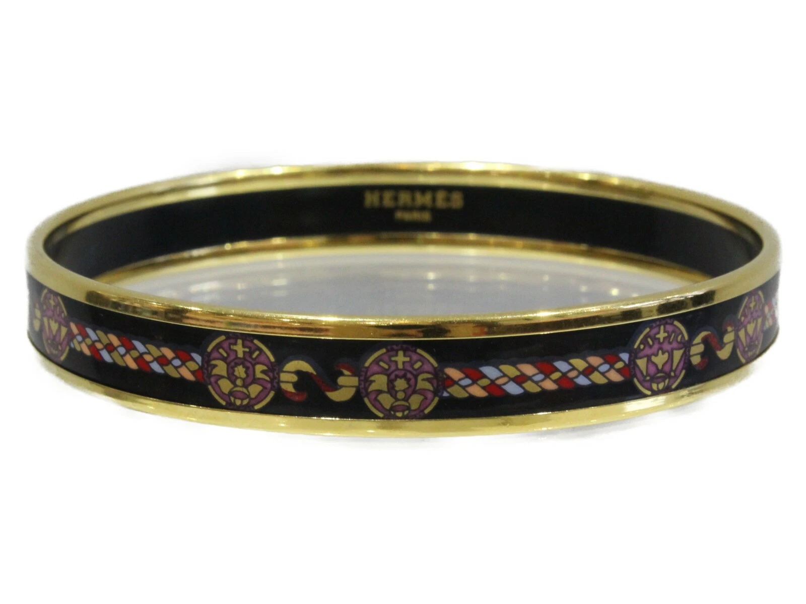 HERMÈS Y0705 Hermes Bracciale Smaltato Oro e Metallo Nero Bracciale Donna