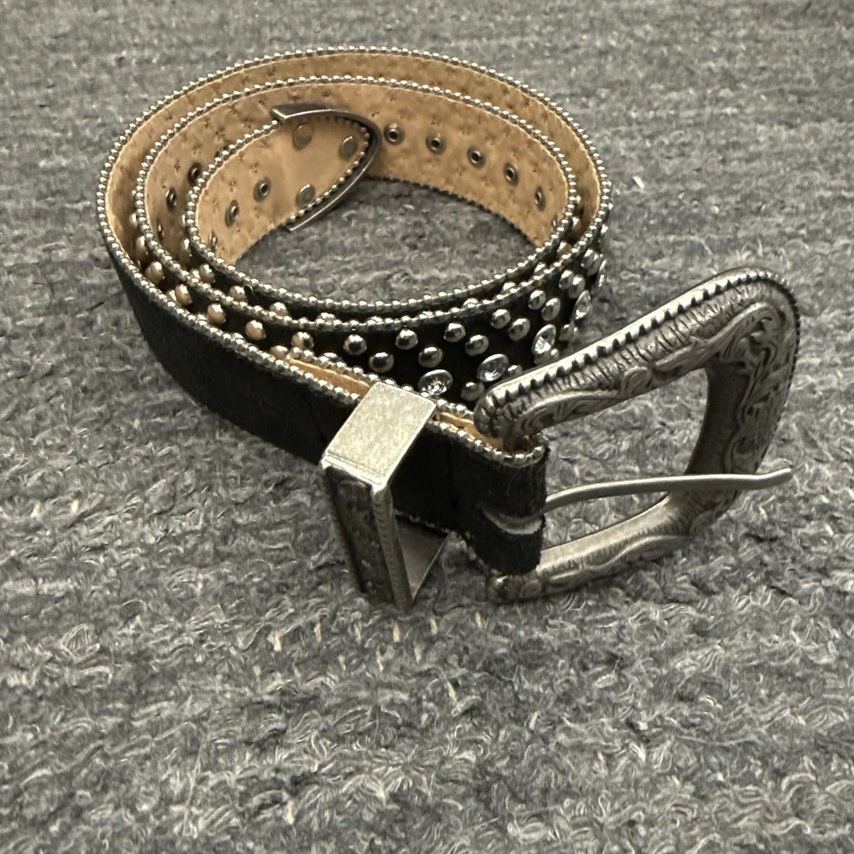 Guess Cristal Tachonado Hebilla de Cinturón Mujer Pequeño Brillo Plateado Glamour Punk Y2K De Colección Foto 2 de 4