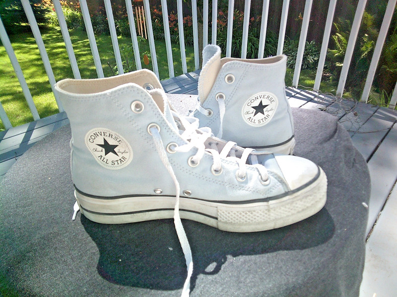 Women's  Sz 8  Converse All Star Light BlueHigh Top  Sneakers Good Condition
