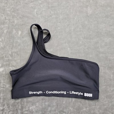 Alo Sports Bra Womens Small Black One Shoulder Asymmetrical Yoga Athletic Top