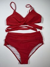 Summer Bikini Set for Women Two Piece Swimsuits Cut Out High Waisted Scoop Sz L