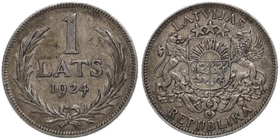 Lettland - Lavijas 1 Lats 1924 Silber 0.835, 5g, ø 23mm KM# 7 - Bild 1 von 1