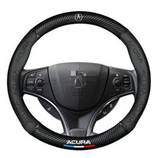 38cm 15 Steering Wheel Cover Faux Leather For Acura Carbon Fiber Black