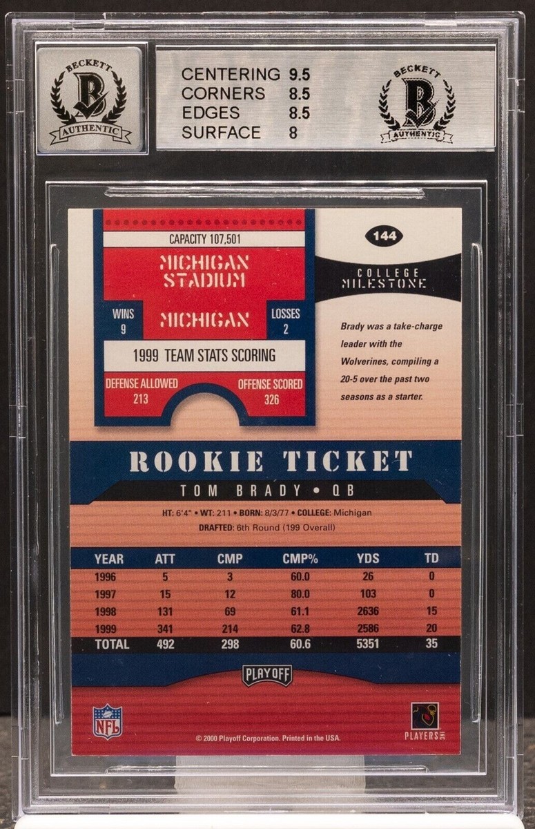 TOM BRADY 2000 Playoff Contenders #144 Rookie Ticket AUTO RC