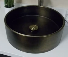 Eden Bath Round Stainless Steel Vessel Sink (EB_SS003AT, D496), Antique Gold