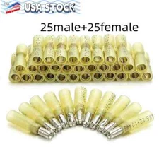 Heat Shrink Bullet Wire Connectors 12-10AWG Male Female Crimp Terminals 50PCS