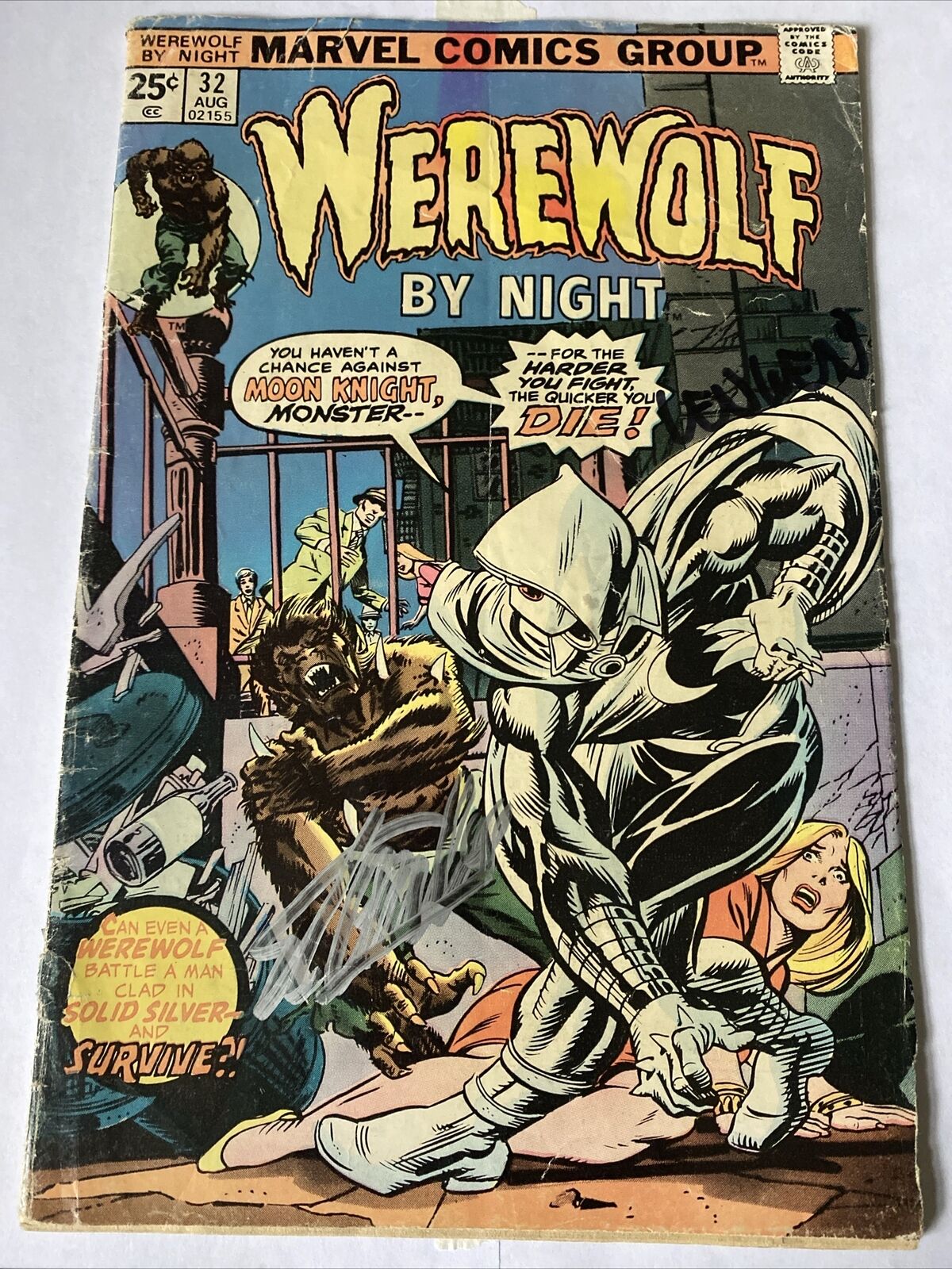 Werewolf By Night 32 1st App Moon Knight Signed Stan Lee & Len Wein No Reserve!
