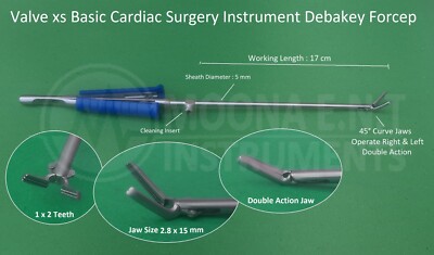 Valve Gate Debakey Forcep 45° Curved Jaw Right/Left Cardio Surgery Instruments