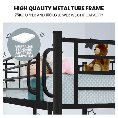 Kingston Slumber 2in1 King Single Metal Bunk Bed Frame, with Modular Design, Dar - Picture 3 of 7