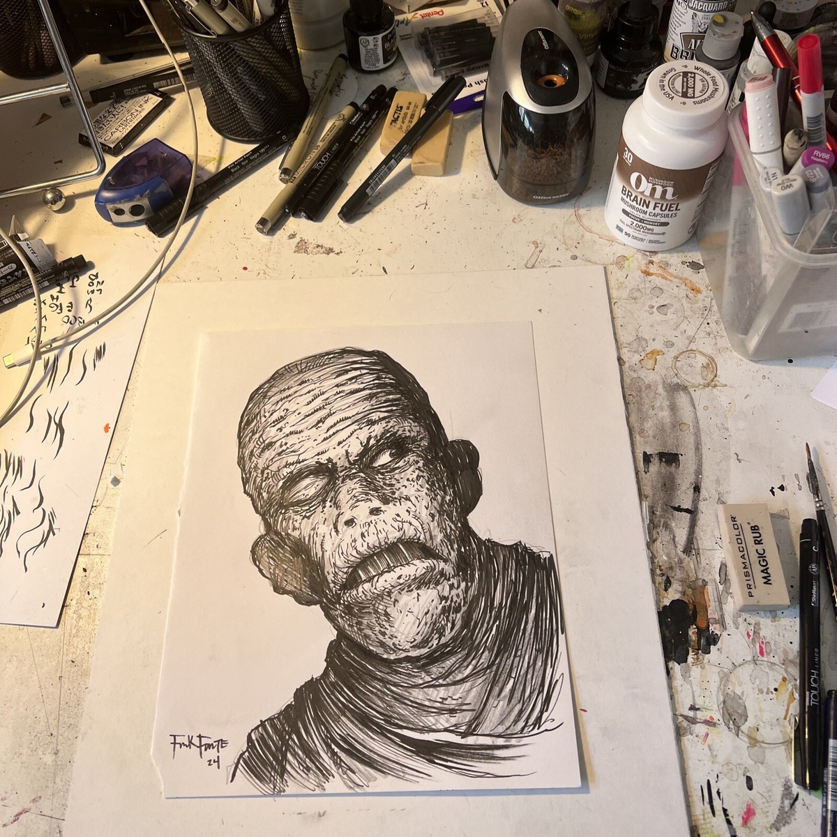 The Mummy Boris Karloff NEW Horror Original drawing By Frank Forte