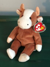 TY BEANIE BABIES BESSIE THE COW , WITH TAG ERRORS AND PVC PELLETS, STYLE 4009