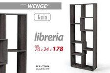 Libreria Scaffale MOBILE Design 8 Ripiani Casa Ufficio NERO Wengè 178*70*24 cm