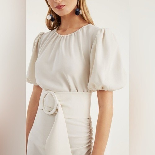 Sachin & Babi Camila Ivory Crepe Ruched Mermaid Maxi Dress NEW $650 Size 12 - Picture 4 of 13