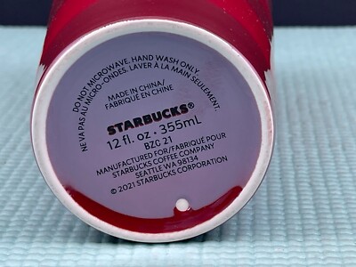 Starbucks Winter Holiday 2021 Ceramic Tumbler 12oz Red Stripe