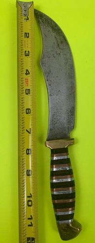Vintage Handmade Stack Handle Knife Brass Hunting Survival Military Style - Picture 3 of 7
