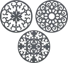 Extra Large Thick 10" Silicone Trivets Hot Dishes Pots Pans 10 x ¼ Set 3 Gray