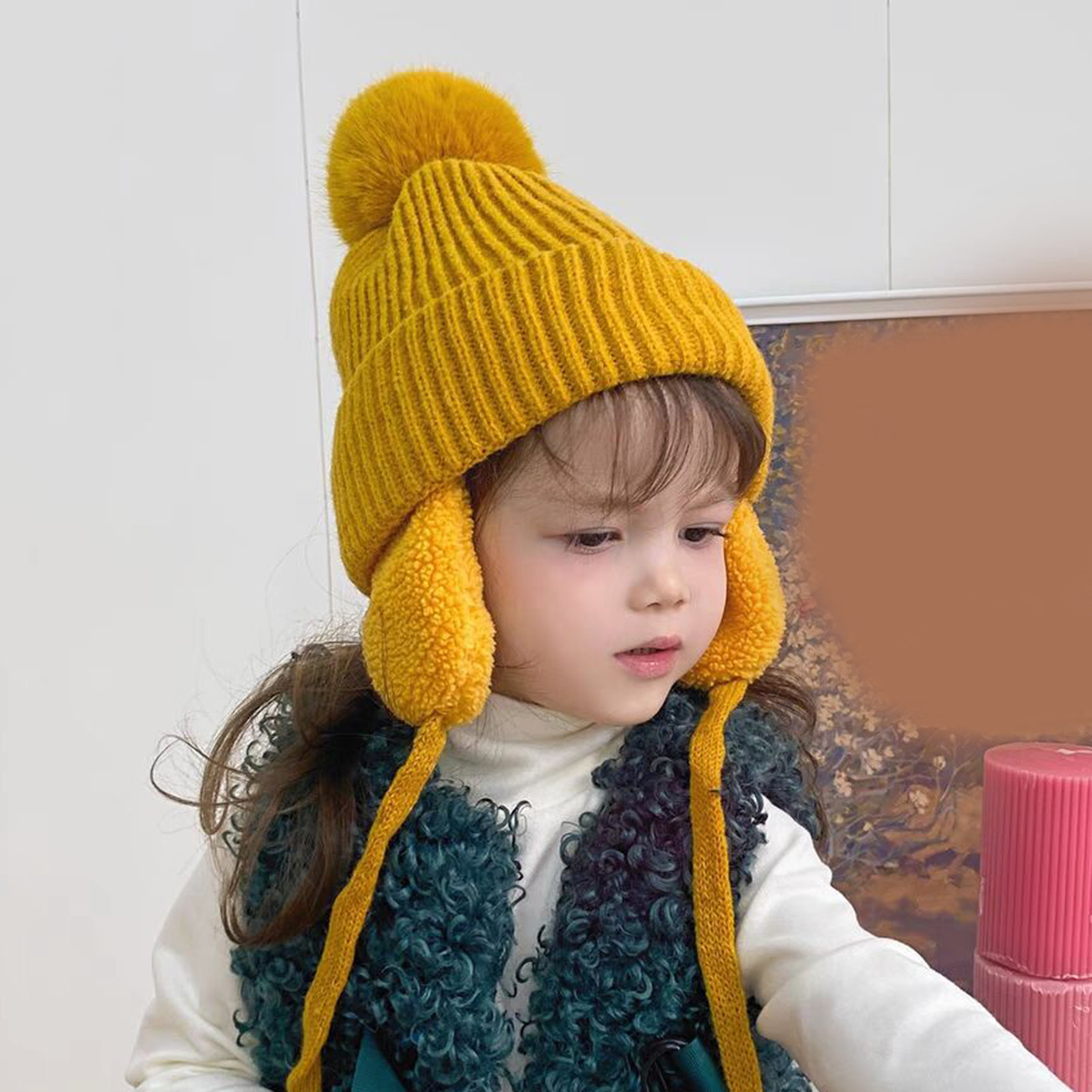 Winter Hat Ear Cover Design Decorative Windproof Baby Girl Winter Warm