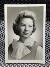 c.1950's Buhler Kansas Blonde Teen Girl Studio Bow Fashion Vintage Photograph