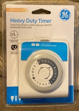 GE 24-Hour Heavy Duty Indoor Plug-in Mechanical Timer, 2 Grounded Outlets, 30...