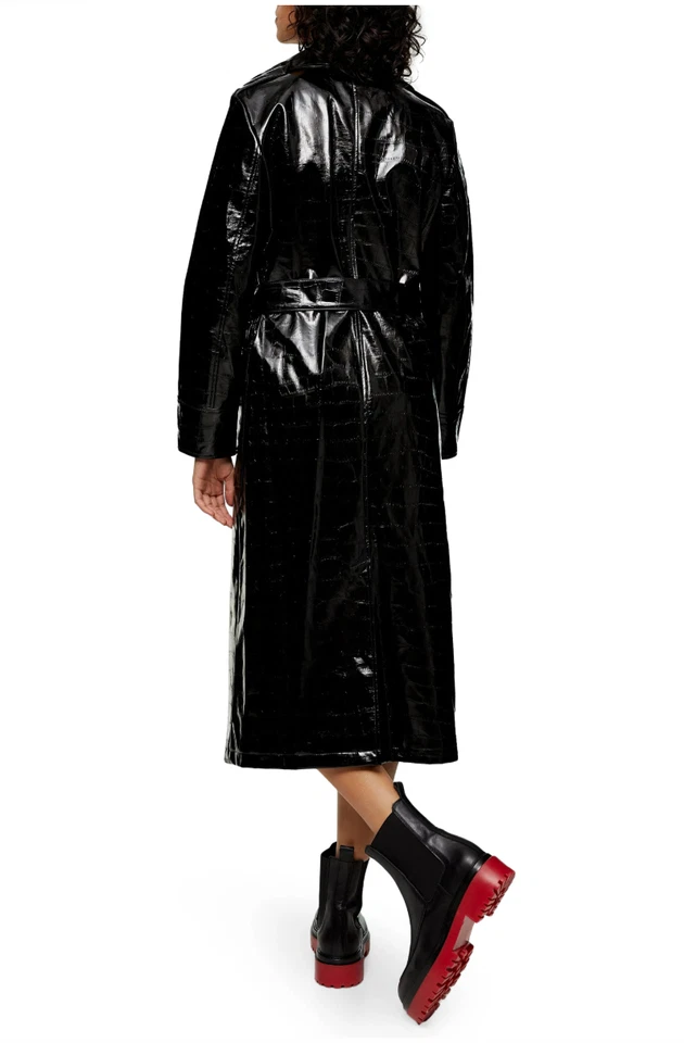 Gabardina Topshop Marina Cocodrilo Repujado, Nueva con Etiqueta, En Paquete Original Foto 2 de 4