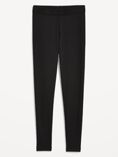 Old Navy Women's High Rise Fleece Lined High Rise Jersey Leggings Black Jack