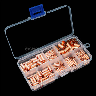 250PCS X Copper connecting pipe wire joint copper tube intermediate joint 7 size