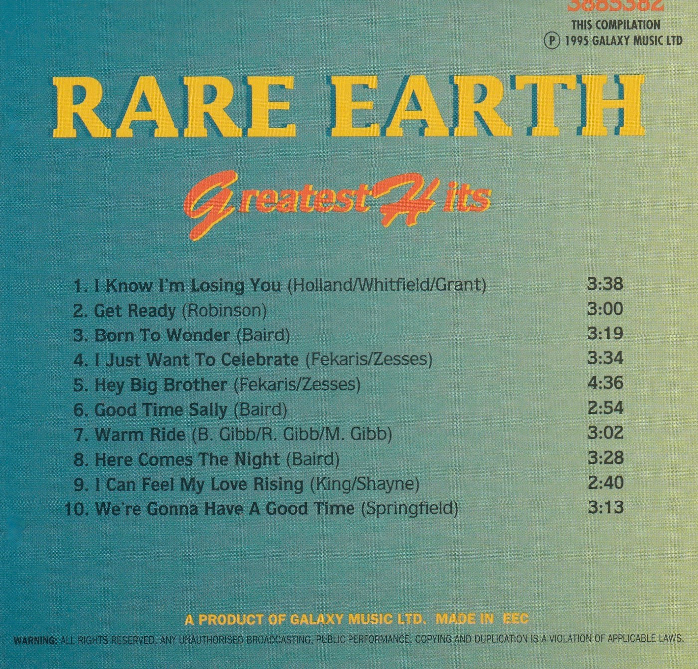 RARE EARTH Greatest Hits The Starlight Collection CD Album 1995