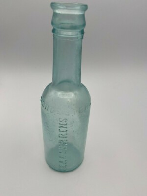 VINTAGE GREEN GLASS LEA & PERRINS WORCESTERSHIRE SAUCE BOTTLE JD S 7