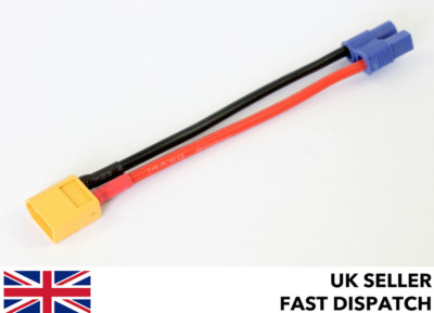 XT60 Male To EC3 Female Adapter Cable - 3.5mm Bullet Connector For RC LiPo Batteries