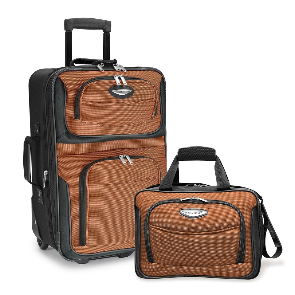 Travel Select Amsterdam Expandable Rolling Upright Luggage Orange 4-Piece Set - Image 2 of 4