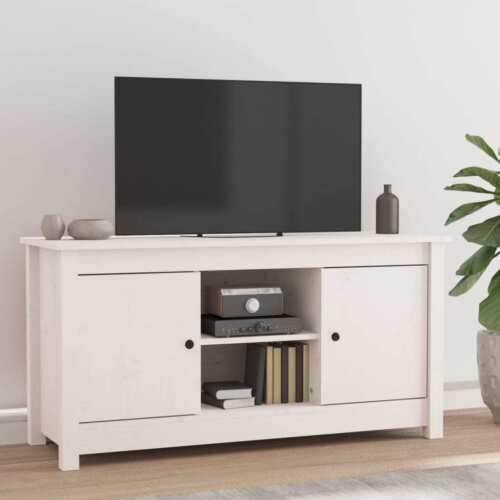 TV Cabinet White 103x36.5x52 cm Solid Wood Pine