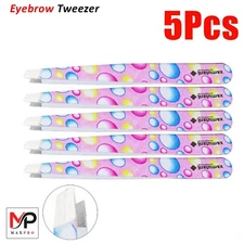 5Pcs Set Eyebrow Tweezers Stainless-Steel Hair Beauty Plucker Flat Tweezer