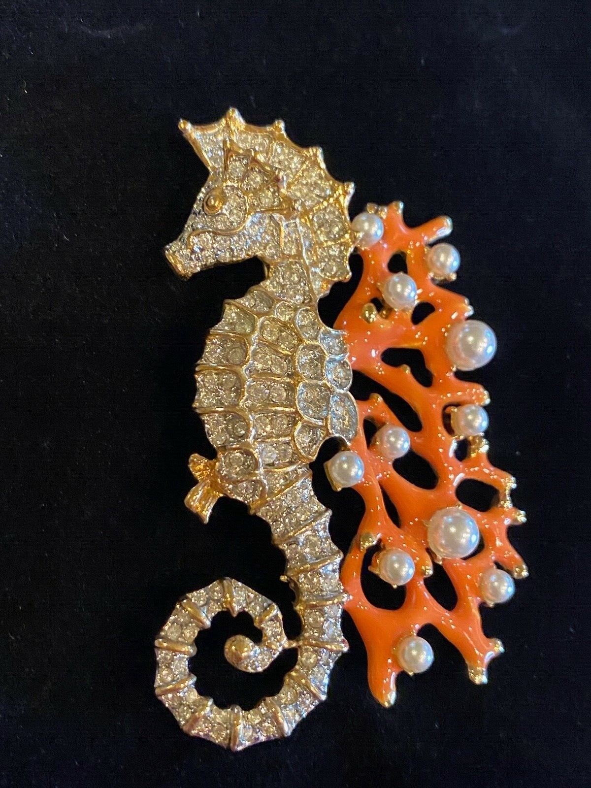 VTG KENNETH J LANE SEAHORSE IN CORAL REEF BROOCH - image 4