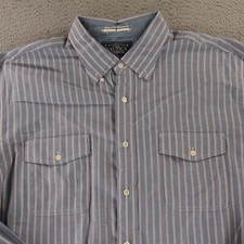 Nautica Shirt Mens XL Blue Striped 100 Cotton Twill Button Up Long Sleeve