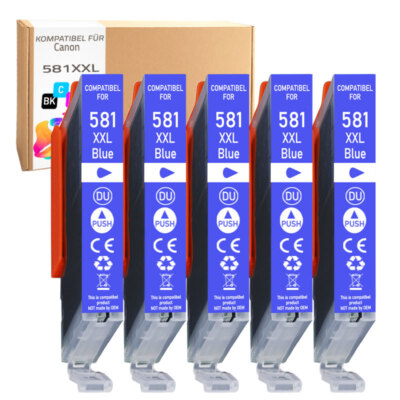 5x 581XXL Druckerpatrone für Canon Pixma TS8151 CLI-581XXL Blau