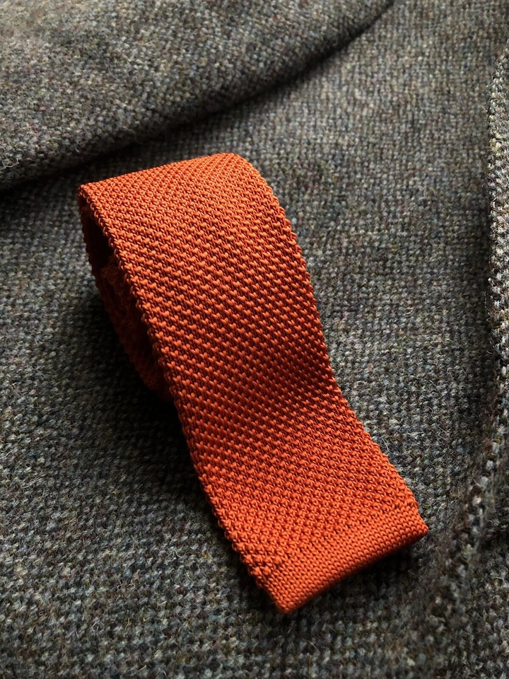 Vintage Knit Tie by Moss - Classic Red Brown - Image 3 of 4