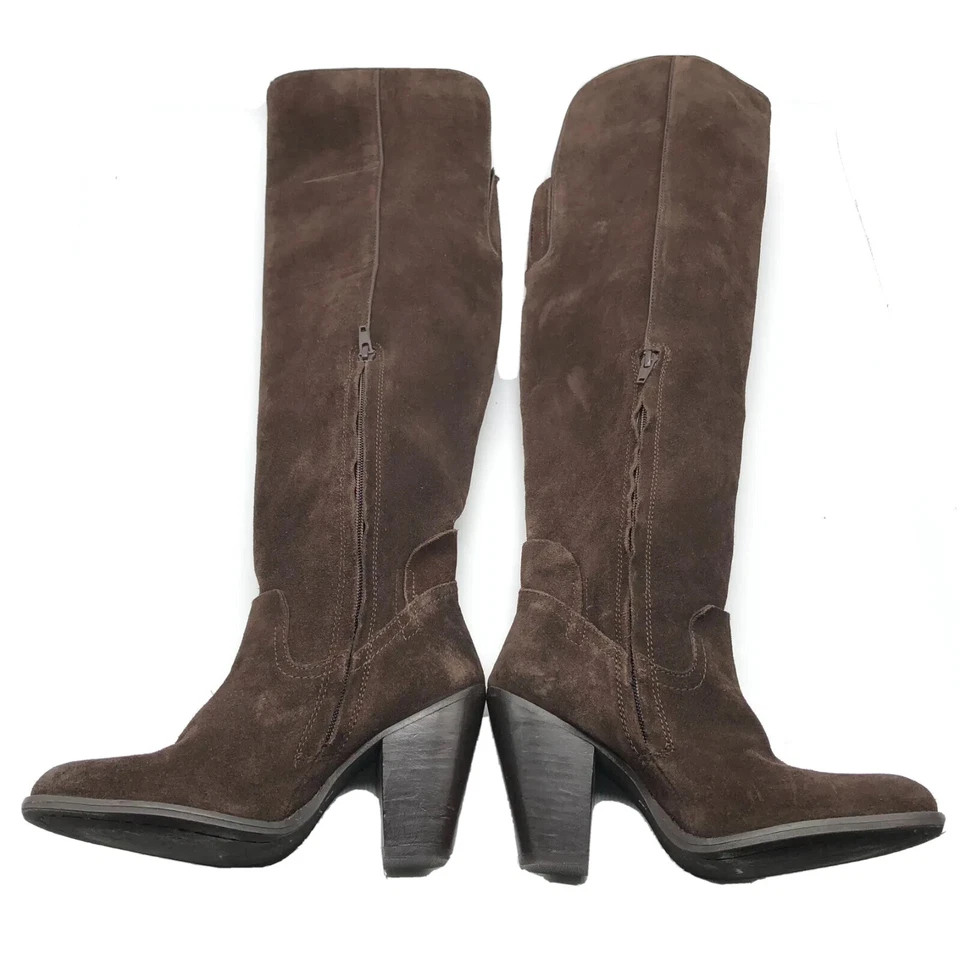 MIA Mujer Botas Hasta la Rodilla Tacón Bloque Gamuza Cremallera Marrón Talla 6 Foto 2 de 4