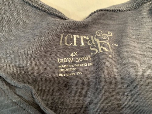 Grey New w Tags Cotton 4X Plus Relaxed Fit Women's Pocket T-Shirt Top - Picture 4 of 7