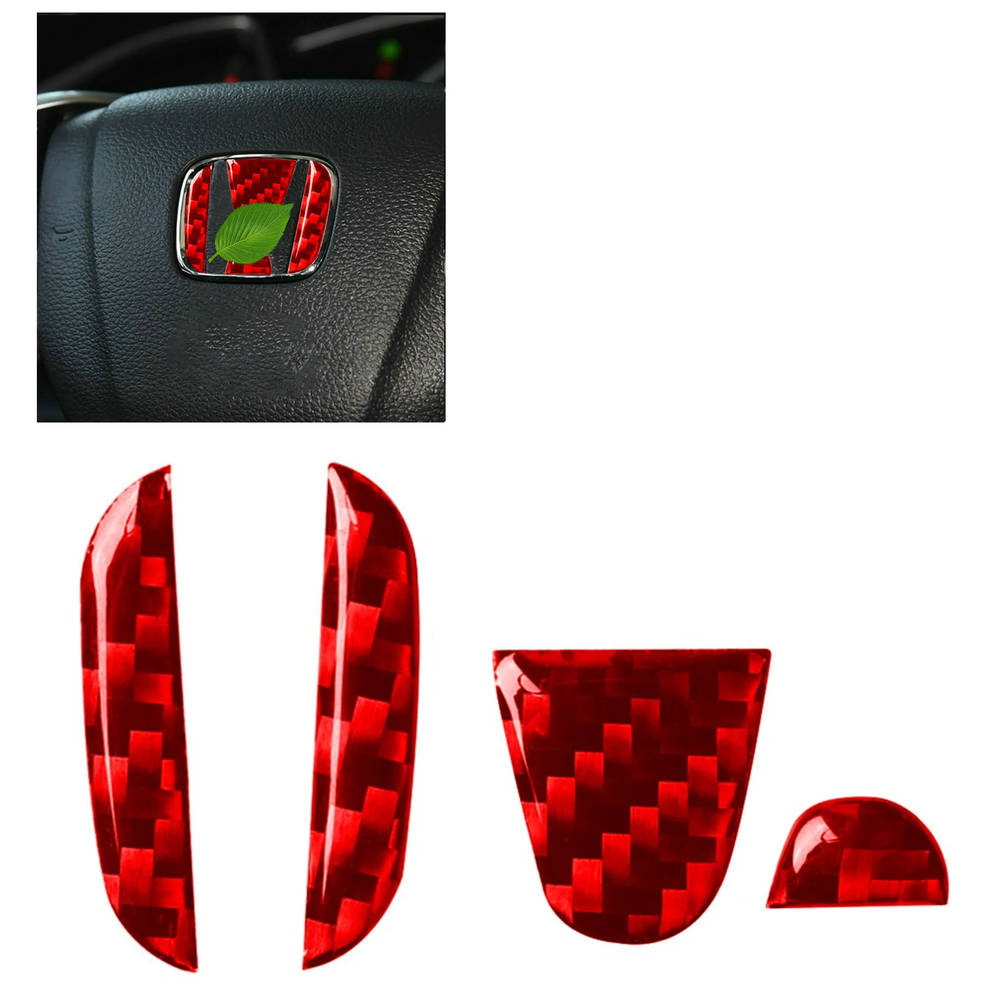 Carbon Fiber Red Steering Wheel Center Stickers For 2007-2021 Honda Accessories