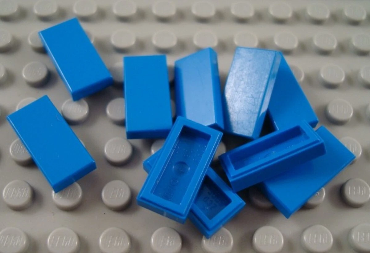 LEGO Lot of 10 Blue 1x2 Smooth Finishing Flat Tile Pieces