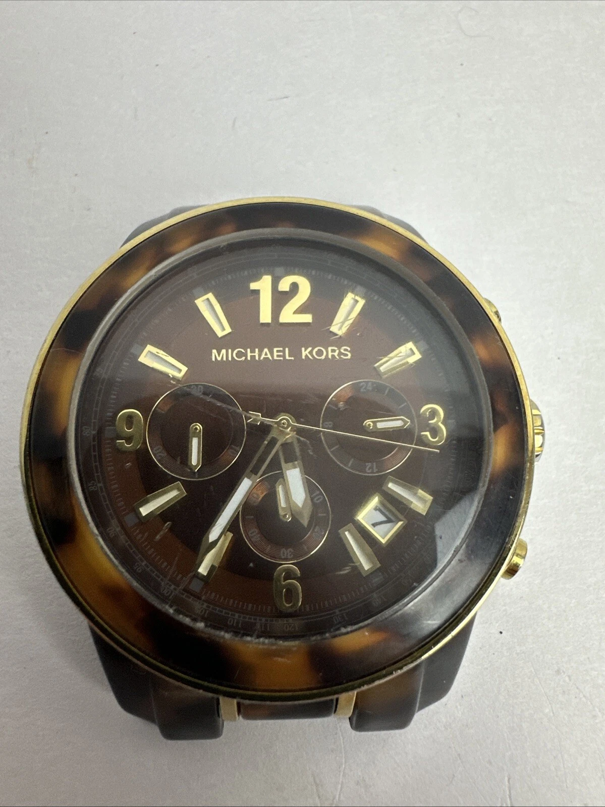 Orologio Michael Kors Preston donna 43mm finta tartaruga tono oro necessita di batteria