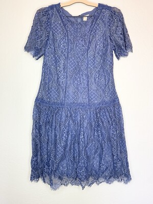 Sundance Blue Lace Overlay Dress Size S