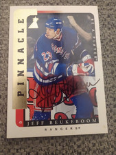 JEFF BEUKEBOOM NY RANGERS 1996-97 PINNACLE BE A PLAYER  #158 AUTOGRAPH
