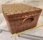 Beautiful 1800s PRIMITIVE Splint Storage Basket Orig Wood Runners - NO RESERVE! — photo 8