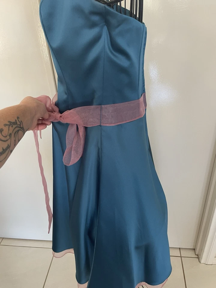 "ALFRED ANGELO Size 10 WOMENS FORMAL DRESS Cocktail Dress Jade And Pink - image 4 of 4